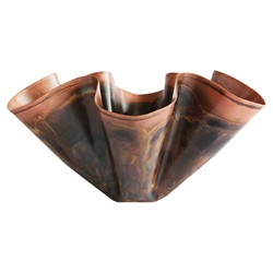 Brynn Updated Traditional Antique Copper Scalloped Table Vase