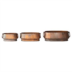 Naomi Updated Traditional Brown Iron Decorative Planter - Set of 3