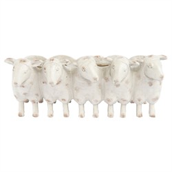 Noemie French Country Distressed White Resin Sheep Planter