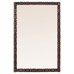 Yvonne Coastal Beach Dark Walnut Wood Rectangular Wall Mirror