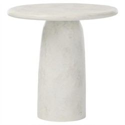 Emilia Modern Classic Off White Concrete Round Pedestal End Table