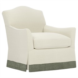 Amoret Cloud Performance Moss Linen Skirted Swivel Chair