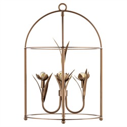 Arden French Country Antique Brass Steel Floral Lantern