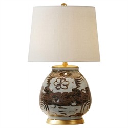 Zinnia Updated Traditional Brown Floral Porcelain Table Lamp