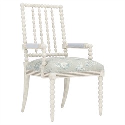 Sabinna Garden Mist Sunbrella Botanical Vintage White Dining Arm Chair