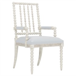 Sabinna Sea Breeze Sunbrella Stripe Vintage White Dining Arm Chair