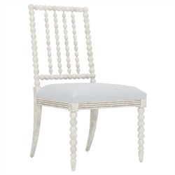 Sabinna Sea Breeze Sunbrella Stripe Vintage White Dining Side Chair