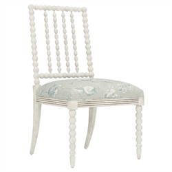 Sabinna Garden Mist Sunbrella Botanical Vintage White Dining Side Chair