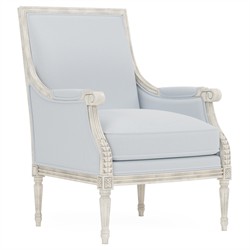 Juliette Sea Breeze Sunbrella Stripe Vintage White Bergere Chair