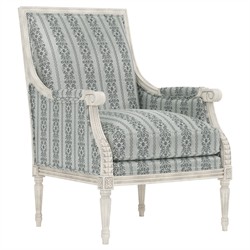 Juliette Seine Blue Stripe Vintage White Bergere Chair