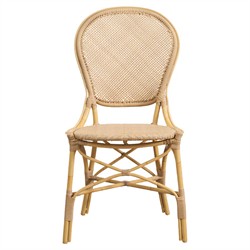 Lydia French Country Natural Woven Aluminum Outdoor Dining Chair