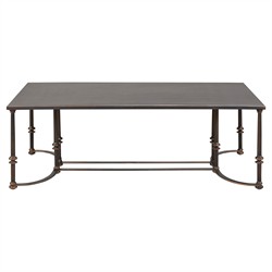 Century Arezzo Updated Traditional Grey Metal Rectangular Coffee Table