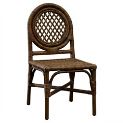 Louise Coastal Beach Dark Walnut Handwoven Rattan Dining Chair