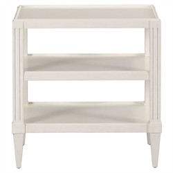 Swedish Updated Traditional Cream Wood Rectangular Side Table