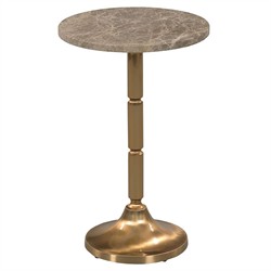 Villeret Modern Classic Grey Marble Brass Metal Round Drink Table