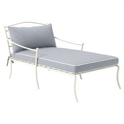 Clemence Blue Haze Sunbrella White Iron Outdoor Chaise