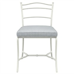 Clemence Sea Breeze Striped Sunbrella White Iron Outdoor Dining Chair - Set of 2