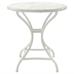 Clemence Carrara Marble White Iron Round Outdoor Side Table