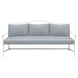 Clemence Blue Haze Sunbrella White Iron Outdoor Sofa - 83"