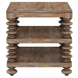 Massimo Updated Traditional Brown Pine Wood Rectangular End Table