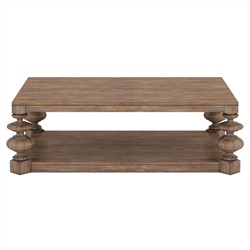 Massimo Updated Traditional Brown Pine Wood Rectangular Cocktail Table