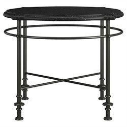John Updated Traditional Black Granite Bronze Metal Round Side Table