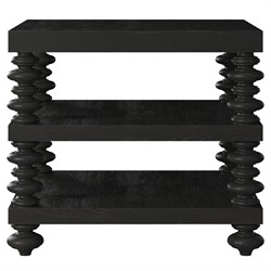 John Updated Traditional Black Pine Wood Rectangular End Table