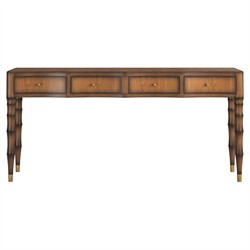 Zaylen Updated Traditional Brown Wood Bamboo Console Table