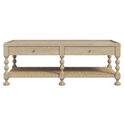Eren Updated Traditional Light Brown Wood Rectangular Spindle Storage Coffee Table