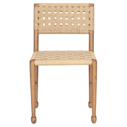 Amael Coastal Beach Brown Wood Woven Rope Dining Chair