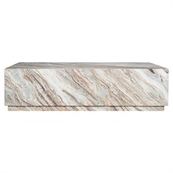 Aurelien Modern Classic Pink Marble Rectangular Block Coffee Table