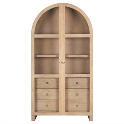 Vanessa Modern Classic Light Brown Wood Glass Arch Display Case