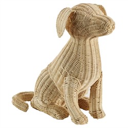 Bennett Coastal Beach Natural Rattan Sitting Dog Figure