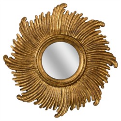 Vivi Updated Traditional Antique Gold Wood Sunburst Wall Mirror