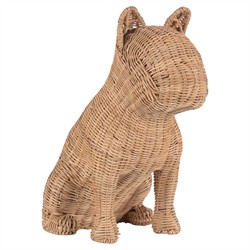Tucker Coastal Beach Natural Rattan Dog Statue
