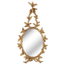 Wriley Updated Traditional Antique Gold Resin Oval Wall Mirror