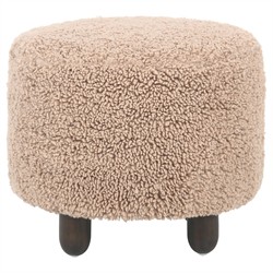 Waverly Modern Classic Beige Faux Shearling Round Ottoman