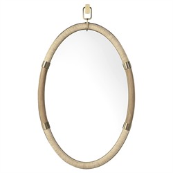 Palecek Declan Modern Classic Beige Wood Oval Wall Mirror