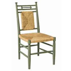 Bella Coastal Beach Natural Woven Sage Green Wood Dining Chair