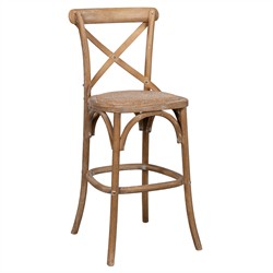 Kate French Country Whitewash Woven Cane Tan Oak Counter Stool