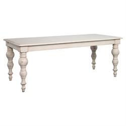 Ethan French Weathered White Reclaimed Pine Wood Rectangular Dining Table - 84"