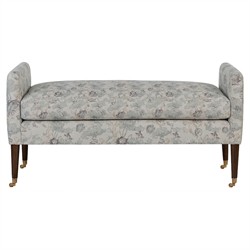 Oxford Misty Blue Linen Floral Bench