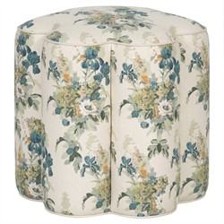 Florie Blue Sage Linen Ottoman