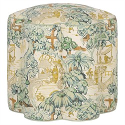 Florie Willow Green Toile Ottoman
