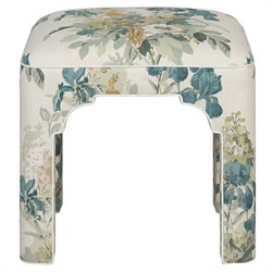 Emerson Blue Sage Linen Square Ottoman