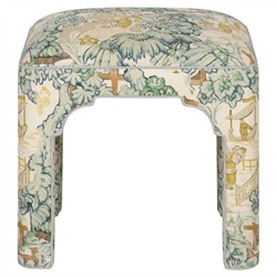Emerson Willow Green Toile  Square Ottoman