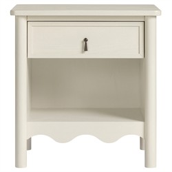 Maeva Updated Traditional Cream Oak Wood Scalloped Nightstand 