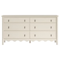 Maeva Updated Traditional Cream Oak Wood Scalloped Double Dresser