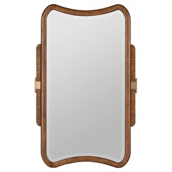 Psalms Modern Classic Dark Brown Wood Beveled Wall Mirror