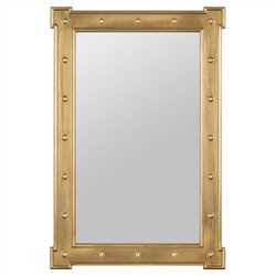 Anastasia Updated Traditional Gold Rivet Rectangular Wall Mirror